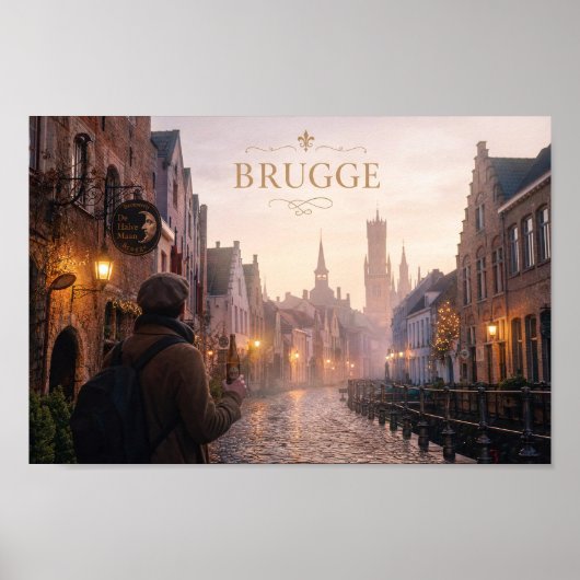 Stille Bruges Brouwerij Straatscène Poster (Voorkant)