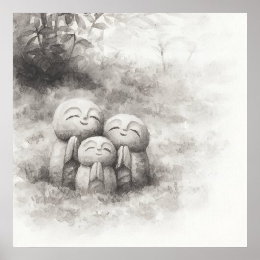 Stille Doorgang — Inkt Schilderkunst Wabi-Sabi Har Poster (Voorkant)
