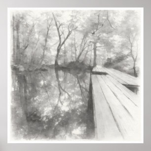 Stille Doorgang — Inkt Schilderkunst Wabi-Sabi Ref Poster