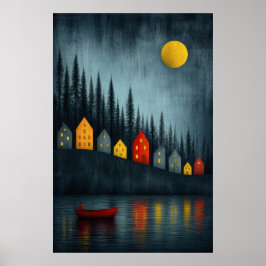 Stille Drift Onder de Gouden Maan Poster