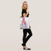 Stille geest blauwe handen tote bag (Op model)