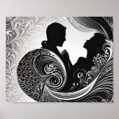 Stille Gelofte: Zwart & Wit Silhouet Liefdesverhaa Poster (Voorkant)