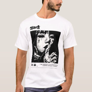 Stille Gezicht Japanse Horror Anime Esthetiek T-Sh T-shirt