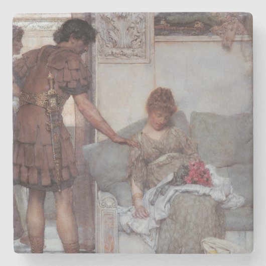 Stille groet (door Lawrence Alma-Tadema) Stenen Onderzetter (Voorkant)