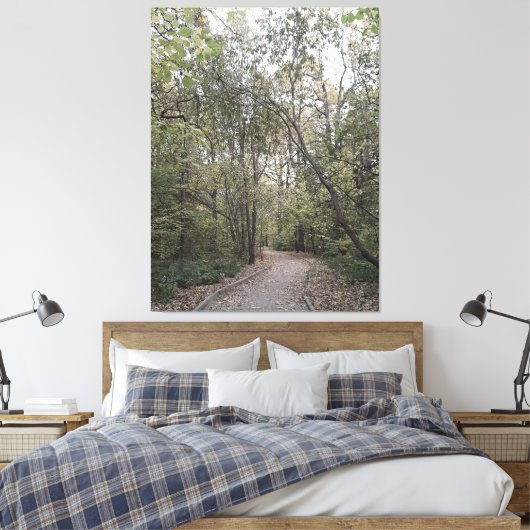 Stille Herfstbospad – Scandinavische Editie Canvas Afdruk (Insitu (Slaapkamer))