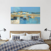 Stille Horizon in Blauw en Goud Canvas Afdruk (Insitu (Slaapkamer))