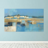 Stille Horizon in Blauw en Goud Canvas Afdruk (Insitu (Houten vloer))