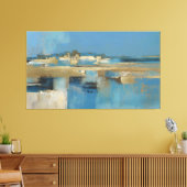 Stille Horizon in Blauw en Goud Canvas Afdruk (Insitu (Woonkamer))