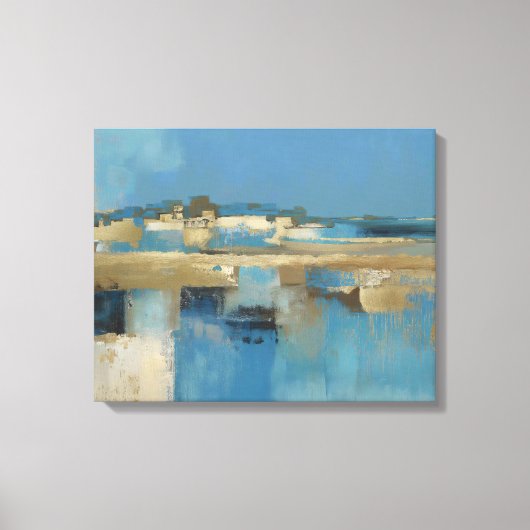 Stille Horizon in Blauw en Goud Canvas Afdruk (Voorkant)