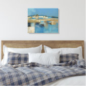 Stille Horizon in Blauw en Goud Canvas Afdruk (Insitu (Slaapkamer))