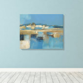 Stille Horizon in Blauw en Goud Canvas Afdruk (Insitu (Houten vloer))