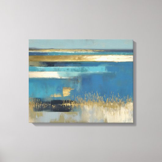 Stille Horizon in Goud en Blauw Canvas Afdruk (Voorkant)