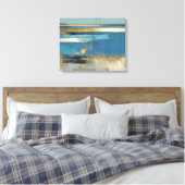 Stille Horizon in Goud en Blauw Canvas Afdruk (Insitu (Slaapkamer))