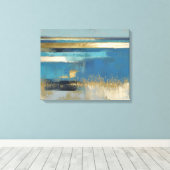 Stille Horizon in Goud en Blauw Canvas Afdruk (Insitu (Houten vloer))