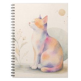 Stille Katze im Mondlicht – Aquarell Katzen Notizb Notitieboek