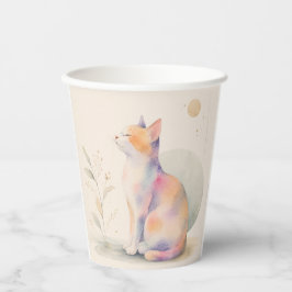 Stille Katze im Mondlicht – Aquarell Pappbecher Papieren Bekers