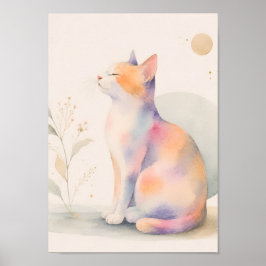 Stille Katze im Mondlicht Druck Poster