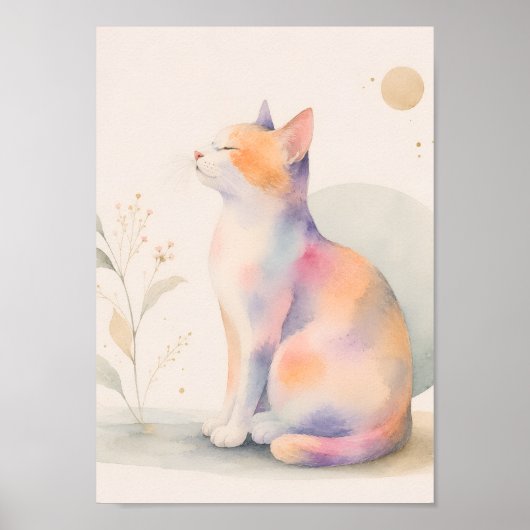 Stille Katze im Mondlicht Druck Poster (Voorkant)