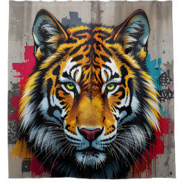 Stille Kracht – Tijger Graffiti Art Douche Douchegordijn