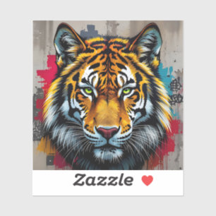 Stille Kracht – Tijger Graffiti Kunst Vierkante Vi Sticker