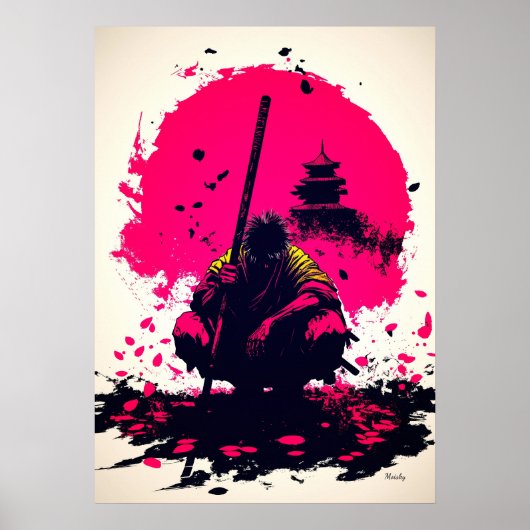 Stille Krijgermonnik Onder de Rijzende Zon Poster (Voorkant)