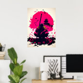 Stille Krijgermonnik Onder de Rijzende Zon Poster (Thuiskantoor)