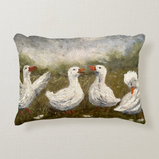 Stille Kwak: Witte Eend Sterrennacht Gans Accent Kussen (Voorkant)