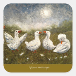 Stille Kwak: Witte Eend Sterrennacht Gans Vierkante Sticker
