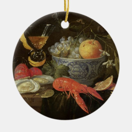 stille levenscyclus met fruit en schelpdieren, 165 keramisch ornament (Voorkant)