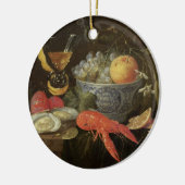 stille levenscyclus met fruit en schelpdieren, 165 keramisch ornament (Links)