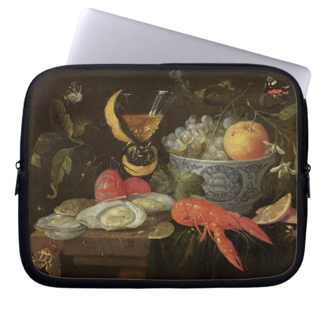 stille levenscyclus met fruit en schelpdieren, 165 laptop sleeve (Voorkant)