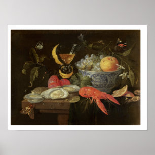 stille levenscyclus met fruit en schelpdieren, 165 poster