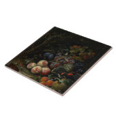 stille levenscyclus met vruchten, vruchten en inse tegeltje (Zijkant)