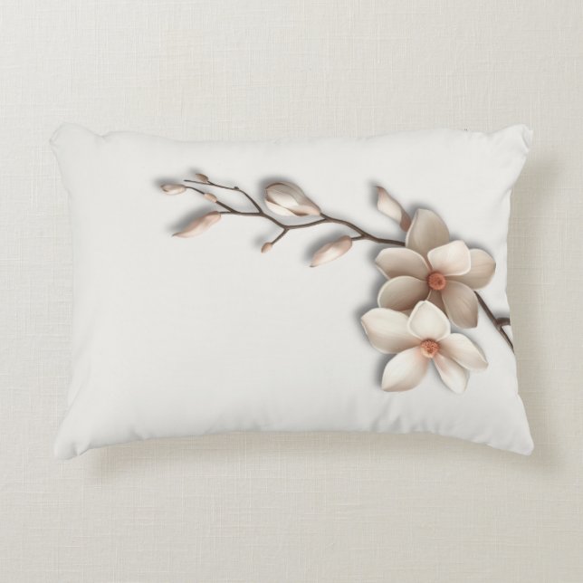 Stille Luxe Botanische Magnolia Accent Kussen (Voorkant)