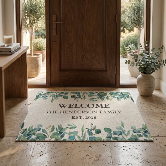 Stille Luxe Eucalyptus Welkom Familienaam Deurmat