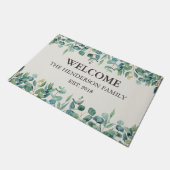 Stille Luxe Eucalyptus Welkom Familienaam Deurmat (Schuin)