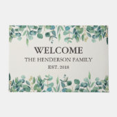Stille Luxe Eucalyptus Welkom Familienaam Deurmat (Voorkant)