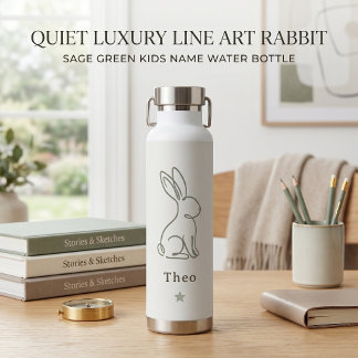 Stille Luxe Lijn Kunst Konijn Salie Groen Kinderen Waterfles