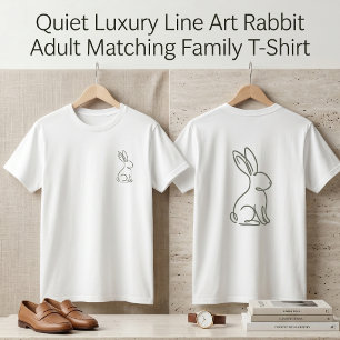 Stille Luxe Lijnkunst Konijn Volwassenen Matching  T-shirt