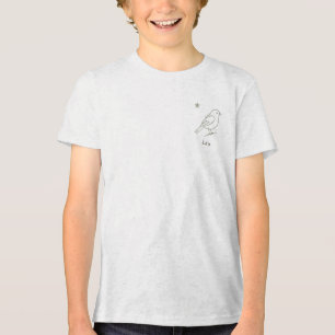 Stille Luxe Lijnkunst Vogel Saliegroen Kinderen Na Tri-Blend Shirt