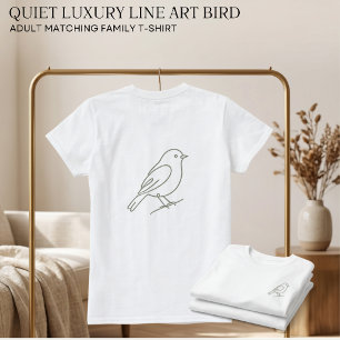 Stille Luxe Lijnkunst Vogel Volwassenen Matching F T-shirt
