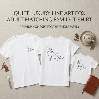 Stille Luxe Lijnkunst Vos Volwassene Matching Fami T-shirt