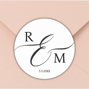Stille Luxe Minimalistische Monogram Trouw Ronde Sticker