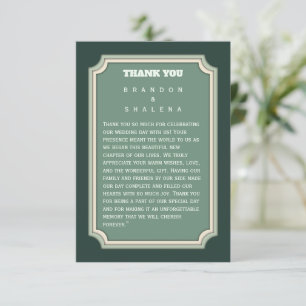 Stille Luxe: Minimalistische Smaragd Crest Bedankkaart