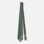 Stille Luxe Saliegroen Botanische Monogram Bruideg Stropdas (Voorkant)