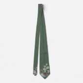 Stille Luxe Saliegroen Botanische Monogram Bruideg Stropdas (Achterkant)