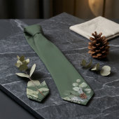 Stille Luxe Saliegroen Botanische Monogram Bruideg Stropdas
