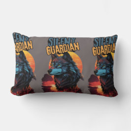 Stille Majesteit: Blauwe Wolf in een vurige zonson Kussen