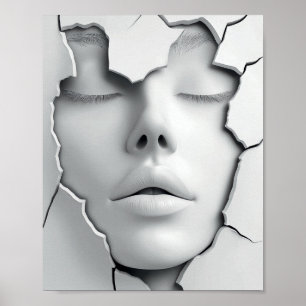 Stille Meisje Onder het Gebarsten Oppervlak Poster