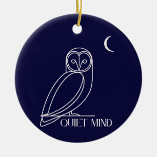 Stille Mind Uil – Minimalistisch Nacht Wijsheid De Keramisch Ornament